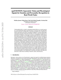 egoEMOTION: Egocentric Vision and Physiological Signals for Emotion and Personality Recognition in Real-World Tasks