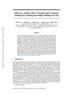 Edit Less, Achieve More: Dynamic Sparse Neuron Masking for Lifelong Knowledge Editing in LLMs