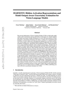 HARMONY: Hidden Activation Representations and Model Output-Aware Uncertainty Estimation for Vision-Language Models