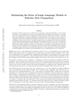 Estimating the Error of Large Language Models at Pairwise Text Comparison
