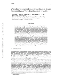 When Fewer Layers Break More Chains: Layer Pruning Harms Test-Time Scaling in LLMs