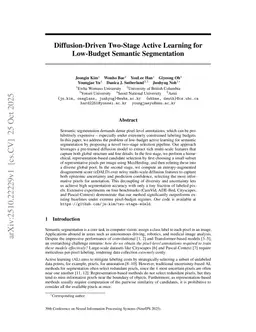 Diffusion-Driven Two-Stage Active Learning for Low-Budget Semantic Segmentation