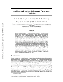 Accident Anticipation via Temporal Occurrence Prediction