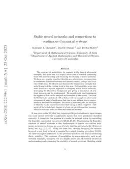 Stable neural networks and connections to continuous dynamical systems