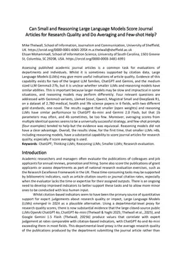 Can Small and Reasoning Large Language Models Score Journal Articles for Research Quality and Do Averaging and Few-shot Help?