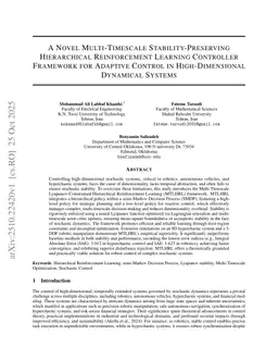 A Novel Multi-Timescale Stability-Preserving Hierarchical Reinforcement Learning Controller Framework for Adaptive Control in High-Dimensional Dynamical Systems
