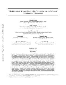 3D Roadway Scene Object Detection with LIDARs in Snowfall Conditions