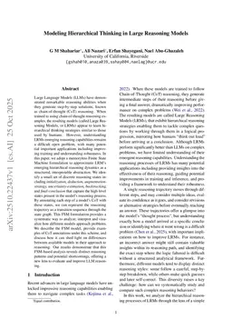 Modeling Hierarchical Thinking in Large Reasoning Models