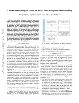 A short methodological review on social robot navigation benchmarking