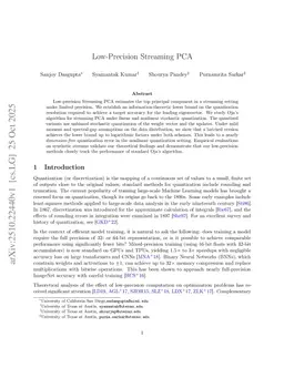 Low-Precision Streaming PCA