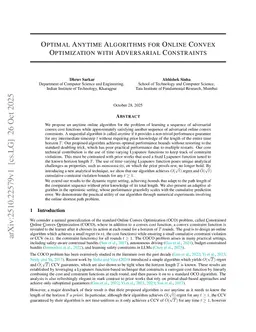 Optimal Anytime Algorithms for Online Convex Optimization with Adversarial Constraints