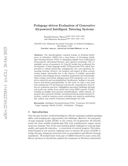 Pedagogy-driven Evaluation of Generative AI-powered Intelligent Tutoring Systems