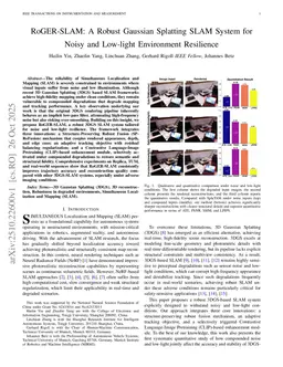 RoGER-SLAM: A Robust Gaussian Splatting SLAM System for Noisy and Low-light Environment Resilience