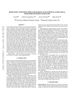 Mitigating Attention Sinks and Massive Activations in Audio-Visual Speech Recognition with LLMs