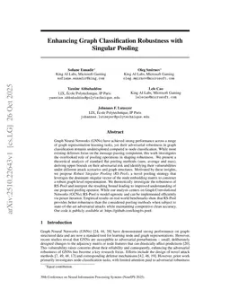 Enhancing Graph Classification Robustness with Singular Pooling