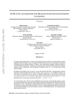 UCB-type Algorithm for Budget-Constrained Expert Learning