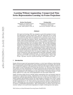 Learning Without Augmenting: Unsupervised Time Series Representation Learning via Frame Projections