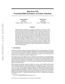 Alias-Free ViT: Fractional Shift Invariance via Linear Attention