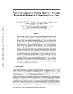 VADTree: Explainable Training-Free Video Anomaly Detection via Hierarchical Granularity-Aware Tree