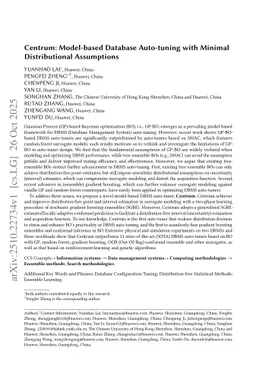 Centrum: Model-based Database Auto-tuning with Minimal Distributional Assumptions