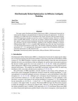 Distributionally Robust Optimization via Diffusion Ambiguity Modeling