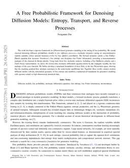 A Free Probabilistic Framework for Denoising Diffusion Models: Entropy, Transport, and Reverse Processes