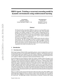 HRM-Agent: Training a recurrent reasoning model in dynamic environments using reinforcement learning