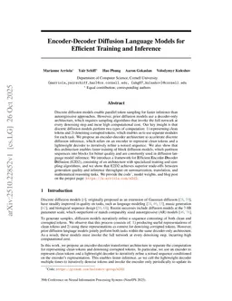 Encoder-Decoder Diffusion Language Models for Efficient Training and Inference