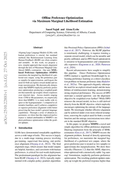 Offline Preference Optimization via Maximum Marginal Likelihood Estimation