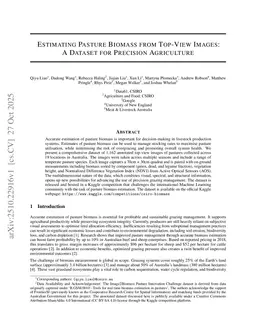 Estimating Pasture Biomass from Top-View Images: A Dataset for Precision Agriculture