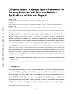 Diffuse to Detect: A Generalizable Framework for Anomaly Detection with Diffusion Models Applications to UAVs and Beyond