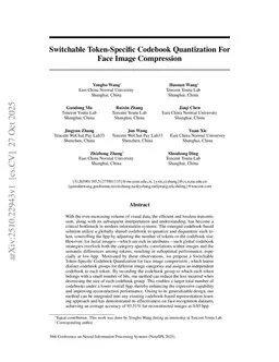 Switchable Token-Specific Codebook Quantization For Face Image Compression
