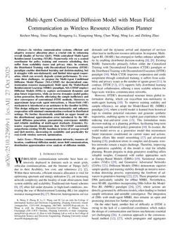 Multi-Agent Conditional Diffusion Model with Mean Field Communication as Wireless Resource Allocation Planner