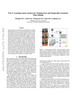 VALA: Learning Latent Anchors for Training-Free and Temporally Consistent