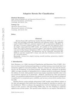 Adaptive Forests For Classification