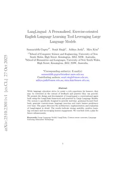 LangLingual: A Personalised, Exercise-oriented English Language Learning Tool Leveraging Large Language Models