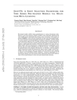 SwiftTS: A Swift Selection Framework for Time Series Pre-trained Models via Multi-task Meta-Learning