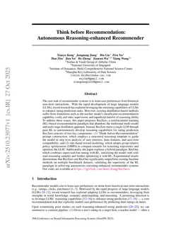 Think before Recommendation: Autonomous Reasoning-enhanced Recommender