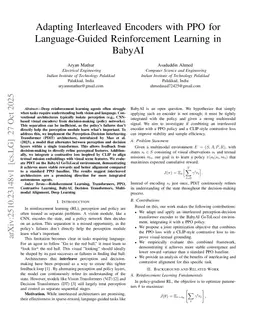 Adapting Interleaved Encoders with PPO for Language-Guided Reinforcement Learning in BabyAI
