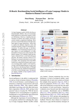 SI-Bench: Benchmarking Social Intelligence of Large Language Models in Human-to-Human Conversations