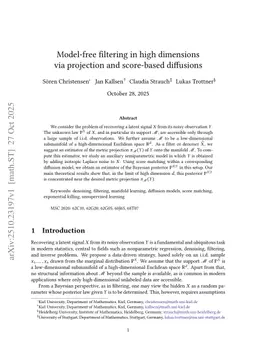 Model-free filtering in high dimensions via projection and score-based diffusions