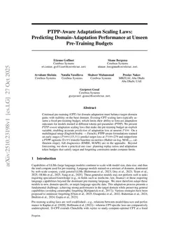 PTPP-Aware Adaptation Scaling Laws: Predicting Domain-Adaptation Performance at Unseen Pre-Training Budgets