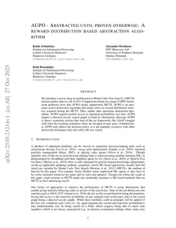 AUPO - Abstracted Until Proven Otherwise: A Reward Distribution Based Abstraction Algorithm