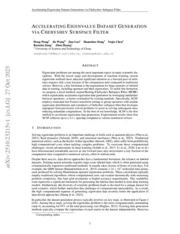 Accelerating Eigenvalue Dataset Generation via Chebyshev Subspace Filter