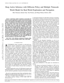 Deep Active Inference with Diffusion Policy and Multiple Timescale World Model for Real-World Exploration and Navigation