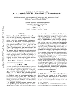 A Cocktail-Party Benchmark: Multi-Modal dataset and Comparative Evaluation Results