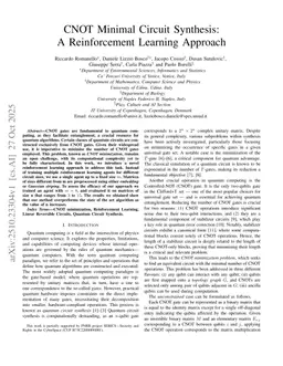 CNOT Minimal Circuit Synthesis: A Reinforcement Learning Approach