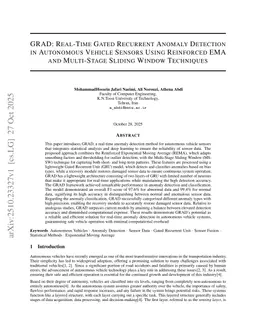 GRAD: Real-Time Gated Recurrent Anomaly Detection in Autonomous Vehicle Sensors Using Reinforced EMA and Multi-Stage Sliding Window Techniques