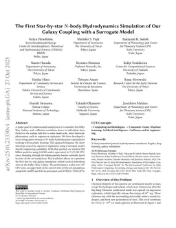 The First Star-by-star $N$-body/Hydrodynamics Simulation of Our Galaxy Coupling with a Surrogate Model