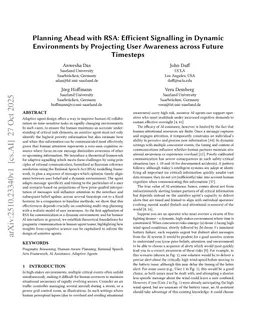 Planning Ahead with RSA: Efficient Signalling in Dynamic Environments by Projecting User Awareness across Future Timesteps